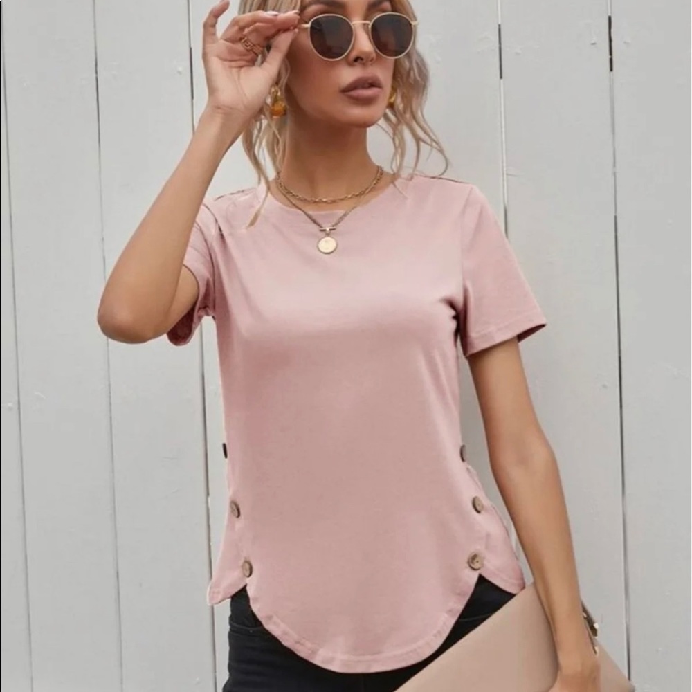 Button Side Solid Tee